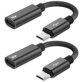 USB C to Micro USB Adapter, KUXIYAN (2 Pack) Type C Female to Micro USB Male Charger Connector Support Charge & Sync Compatible with Samsung Galaxy S7 Edge S6, LG Nexus 5 4 and Micro USB Devices-Black