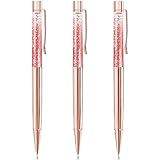 BYSOU Ballpoint Pens, Rose Gold Metal Pen Refills Bling Dynamic Liquid Sand Pen Black Ink for Office Supplies (3)