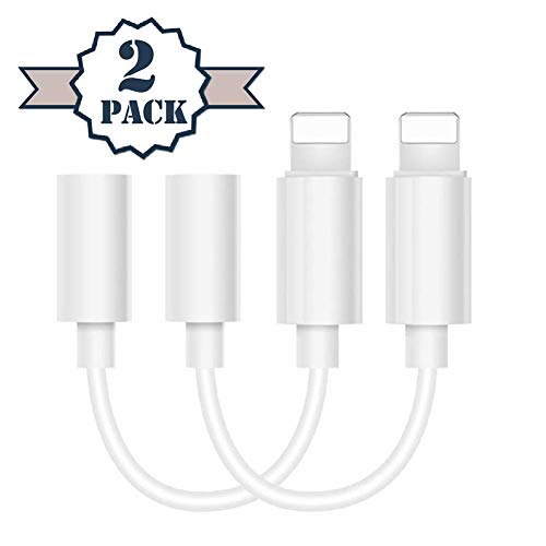 Sobrilli Lighting to 3.5mm Headphones/Earbuds Jack Adapter, [2 Pack] Cellphone Cable Earphones/Headsets Converter Support iOS 12/11-Upgraded Compatible with iPhone XS/XR/X/8/8 Plus/7/7 Plus/ipad/iPod