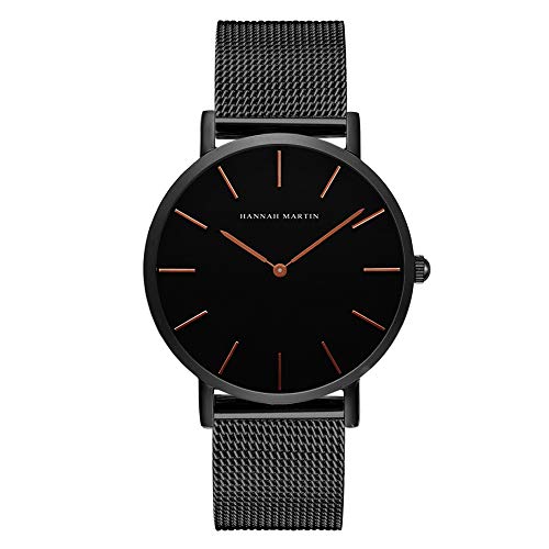 Mens Watch Fashion Casual Analog Quartz Watch with Stainless Steel Mesh Band Dress Wristwatch with Leather Band Gift