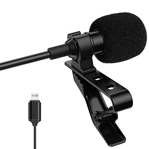 Lavalier Microphone for iphone, Professional Microphone Lavalier Grade Lapel Omnidirectional Phone Audio Video Recording Lavalier Condenser Microphone (iOS 1.5m)