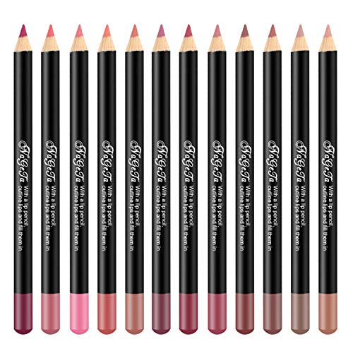 COOSA 12 Colors Lip Liner Pencil Set, Long Lasting Matte Lipstick Pen Waterproof Waterproof Non-marking Sweat-Proof Matt Velvet Pencils Lipstick Pen