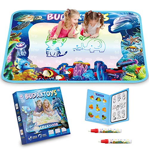 [LATEST 2020] Educational Toys Gifts for Toddler Boys Girl Age 2 3 Year Old, Aqua Magic Doodle Mat 40 X 28 Inches Extra Large, Art Activities Water Drawing Doodling Coloring Mats - USA Patented Design