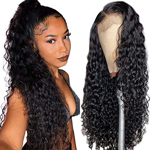 16 Inches Loose Curly Pre Plucked 13x6 Lace Front Wig with Baby Hair Brazilian Virgin Remy Lace Front Human Hair Wigs for Black Women Natural Color
