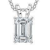 Houston Diamond District 1/2-2 Carat GIA Certified Emerald Cut Diamond Pendant Necklace Luxury Collection (D-E Color, VS1-VS2 Clarity) 20 Inches 2 Carat