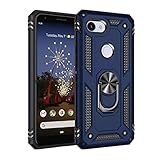 Korecase Compatible with Google Pixel 3A Case, Extreme Protection Military Armor Dual Layer Protective Cover with 360 Ring Kickstand Blue