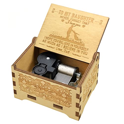 Daughter Gifts from Dad, Wooden Music Box, Dad to Daughter Gifts, Suitable for Birthday/Christmas/Keepsake