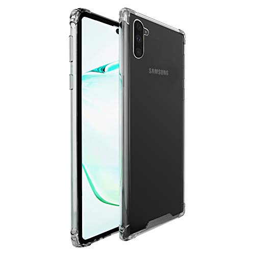 amCase Samsung Galaxy Note 10 Clear Case, Hybrid Shock Absorbing TPU Frame and Rigid Back Plate Protective Case for Galaxy Note 10 (2019) - Clear