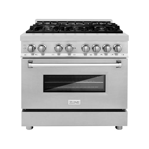 ZLINE 36 in. 4.6 cu. ft. Legacy Dual Fuel Range with 6 Burner Gas Cooktop and Electric Convection Oven in Stainless Steel with Satin Stainless Steel Door (RA-SN-36)