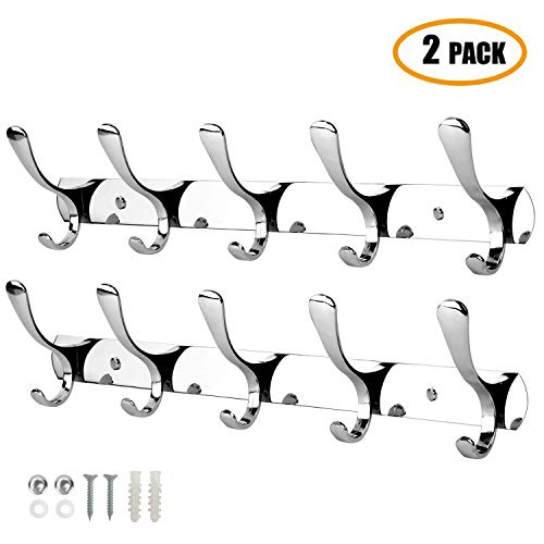 FeeraHozer 2 Pack Coat Hooks Coat Rack Wall Mounted Coat Hanger Wall Mount Wall Hanging Coat Rack For Bathroom Bedroom Entryway