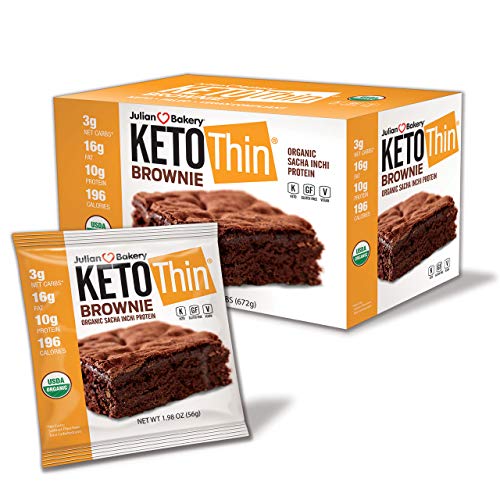 Julian Bakery Keto Thin Brownie | USDA Organic | Vegan | Gluten-Free | 3 Net Carbs | 12 Brownies |