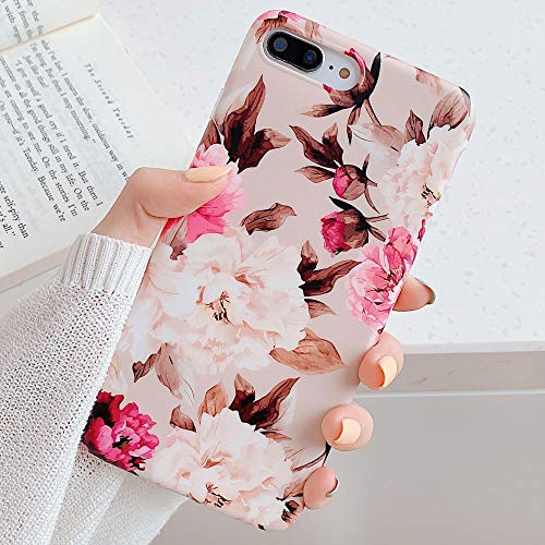 Book Cover YeLoveHaw iPhone 8 Plus / 7 Plus Case for Girls, Flexible Soft Slim Fit Full-Around Protective Cute Phone Case Cover with Purple & White Vintage Floral Pattern for iPhone 7Plus / 8Plus (Retro Yellow)