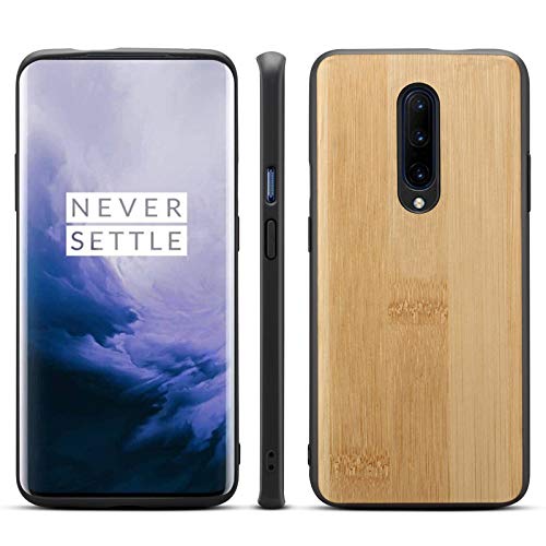 Teeyee Oneplus 7 Pro Bamboo Case,[Bamboo Veneer][Silicon Nylon Bumper][TPU&PC Back] Rugged Shockproof Anti Slip Scratch Protective Case for Oneplus 7 Pro(2019 Release)