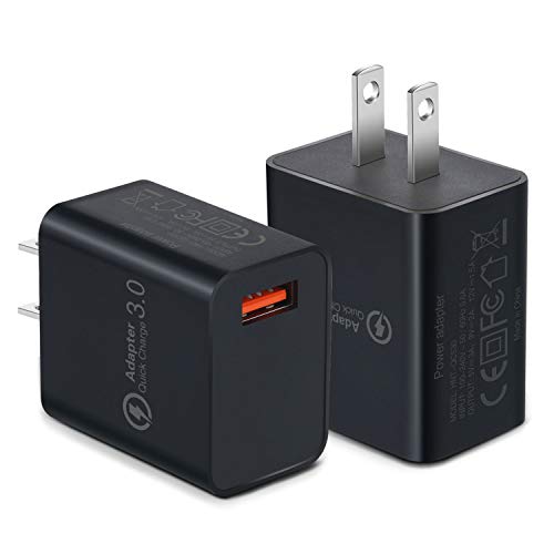 Besgoods 2-Pack 18W QC 3.0 USB Wall Charger Fast Charging Phone Charger Adapter Compatible with Wireless Charger, Samsung Galaxy S10 S9 S8 Note 8 9, iPhone, iPad, LG, HTC and More - Black