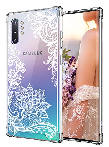 Cutebe Case for Galaxy Note 10 Plus,Shockproof Series Hard PC+ TPU Bumper Protective Cover for Samsung Galaxy Note 10 Plus/5G 2019 Release Crystal Lace Design