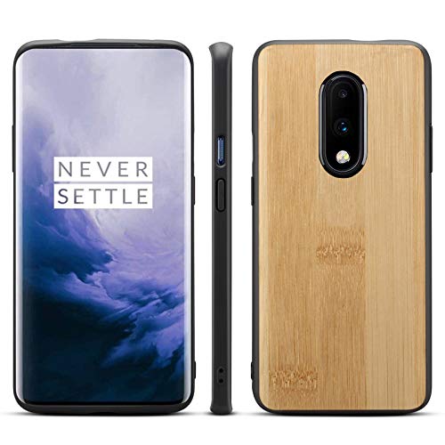 Book Cover Teeyee Oneplus 7 Bamboo Case,[Bamboo Veneer][Silicon Nylon Bumper][TPU&PC Back] Rugged Shockproof Anti Slip Scratch Protective Case for Oneplus 7 (2019 Release)
