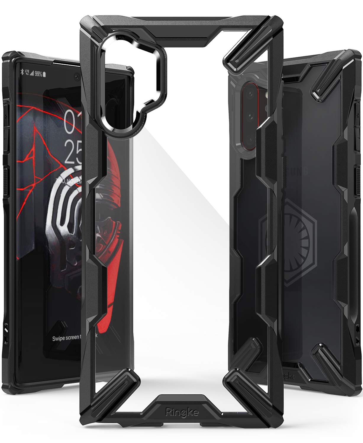 Ringke Fusion-X Compatible with for Galaxy Note 10 Plus Case 5G, Clear Back Heavy Duty Shockproof TPU Rugged Bumper Phone Cover - Black