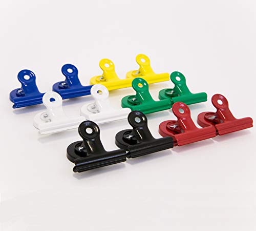 Magnetic Bulldog Binder Clips,Strong,Colored,Whiteboard & Fridge Paper Holder,Decorative,Cool,Assorted,Metal Cabinet & Erase Board,Blocknote Magnet Organizer for Office,School,Home - Bullseye Office