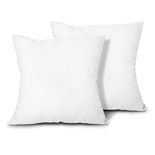 Book Cover Edow Throw Pillow Inserts, Set of 2 Lightweight Down Alternative Polyester Pillow, Couch Cushion, Sham Stuffer, Machine Washable. (White, 18x18)