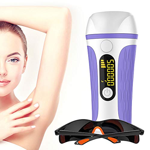 Body & Facial Hair Removal for Women and Men permanent - IPL Hair Remover 500,000 Flashes - Home Use Hair Removal System-Full Body, Face, Legs, Bikini & Underarm Hair Remover device (Purple)