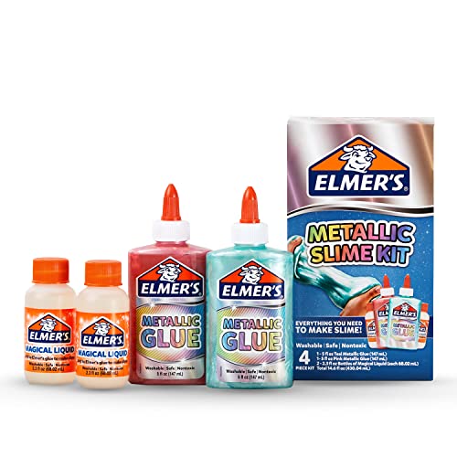 Elmer’s Metallic Slime Kit Slime Supplies Include Elmer’s Metallic Glue, Elmer’s Magical Liquid Slime Activator, 4 Piece Kit