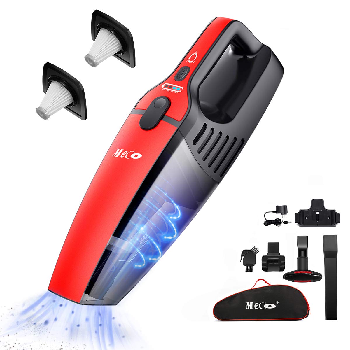 Book Cover Handheld Vacuum Cordless, MECO Cordless Vacuum Rechargeable Wet and Dry 800ml Dust Box Two Speeds Adjustable, Dual Filter, Carrying Bag Included for Car Home Pet Hair