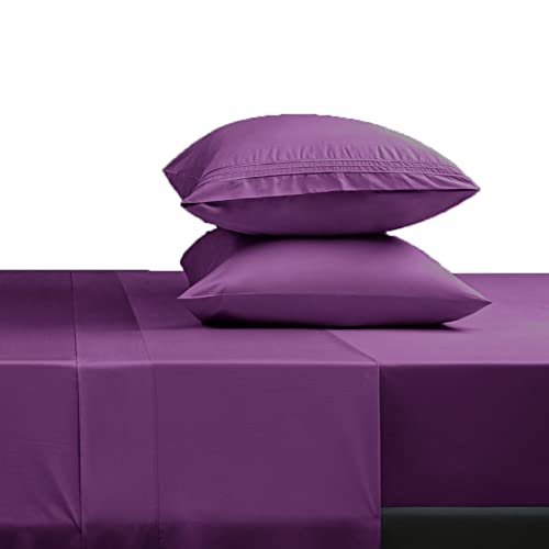 Book Cover SONORO KATE Bed Sheet Set Super Soft Microfiber 1800 Thread Count Luxury Egyptian Sheets Fit 18 - 24 Inch Deep Pocket Mattress Wrinkle-4 Piece (Purple, Queen)