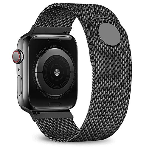 Book Cover jwacct Compatible for Apple Watch Band 38mm 40mm, Adjustable Stainless Steel Mesh Wristband Sport Loop for iWatch Series 5 4 3 2 1,Black