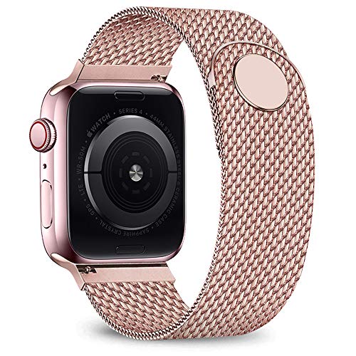 Book Cover jwacct Compatible for Apple Watch Band 38mm 40mm, Adjustable Stainless Steel Mesh Wristband Sport Loop for iWatch Series 5 4 3 2 1,Pink Gold