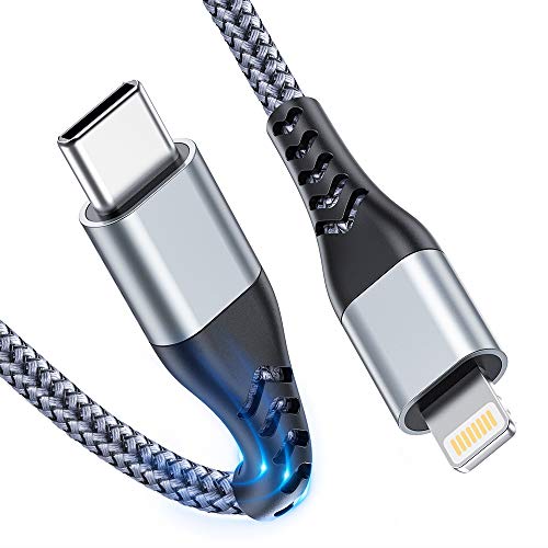 ALCLAP USB C to Lightning Cable 6.6ft, [Apple MFi Certified] PD Fast Charging Braided Cable Compatible iPhone 11/11Pro/11 Pro Max/X/XS/XR/XS Max/8 Plus,Supports Power Delivery with USB C Wall Charger