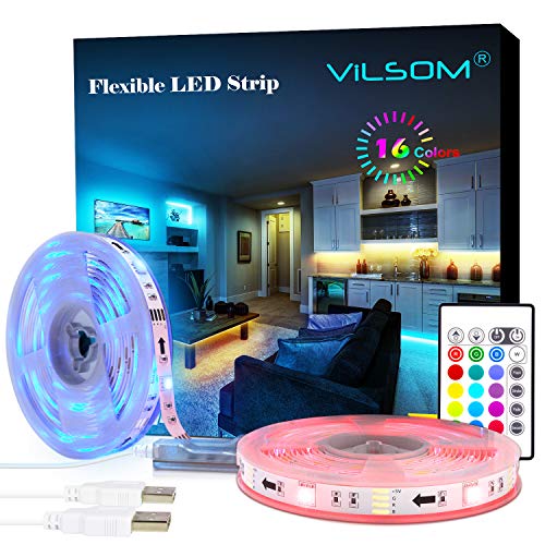 ViLSOM Led Strip Lights, 20 Feet USB Led Light Strip Kit with Remote, RGB 5050 Color Changing Led Lights for Tv Backlight, Bedroom, Room, Home Decorations, 2 Rolls of 10 Feet