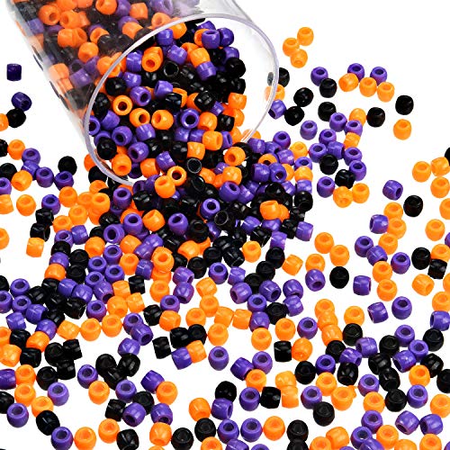 1000 Pieces Halloween Pony Beads Plastic Beads Craft Beads Assorted Pony Beads with Storage Box for Halloween Craft Decoration
