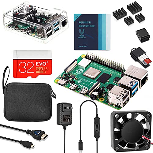 Book Cover Vilros Raspberry Pi 4 4GB Complete Kit with Clear Transparent Fan Cooled Case