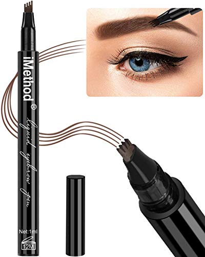 Eyebrow Tattoo Pen - iMethod Microblading Eyebrow Pencil with a Micro-Fork Tip Applicator Creates Natural Looking Brows Effortlessly and Stays on All Day