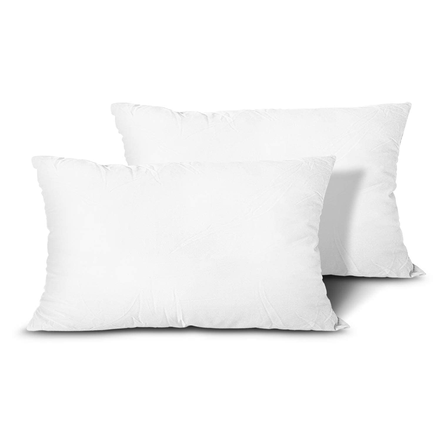 Book Cover Edow Throw Pillow Inserts, Set of 2 Lightweight Down Alternative Polyester Pillow, Couch Cushion, Sham Stuffer, Machine Washable. (White, 12x20)