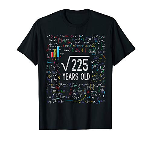 Book Cover Square Root Of 225 15th Birthday 15 Year Old Gifts Math Bday T-Shirt