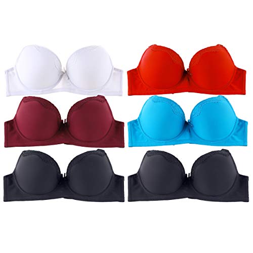 Rollepocc Support Plus Size Bras for Women Soft Full Cup Underwire Bra Set of 6 Pack Women Brassiere Set