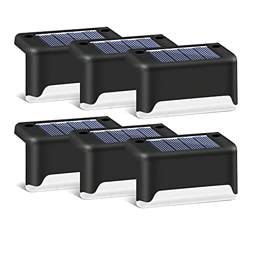 PEATOP Solar Deck Lights Led Solar Step Lights Outdoor Warning Warm Light for Steps Decks Pathway Yard Stairs Fences Tent Camping 16 Pack (Black)