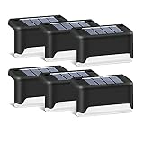 PEATOP Solar Deck Lights Led Solar Step Lights Outdoor Warning Warm Light for Steps Decks Pathway Yard Stairs Fences Tent Camping 16 Pack (Black)