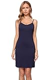 XUEERMEI Women's V Neck Sleeveless Spaghetti Straps Bodycon Cami Slip Under Dress Nightwear (Navy,XXL)