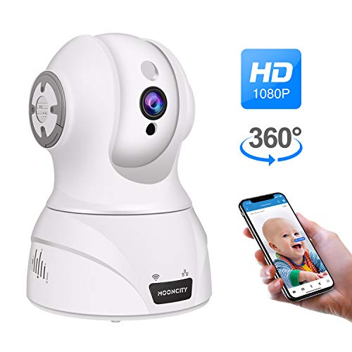 WiFi Pet Camera, Pan Tilt Zoom 1080P WiFi IP Home Security Camera Pet Dog Baby Monitor Camera 2 Way Audio, Motion Detection, Night Vision, Compatible with Alexa (White)