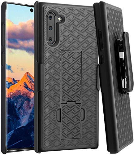 Galaxy Note 10 Case Holster, Oleaders Full Body Belt Clip Holster Shockproof with Kickstand Back Cover Thin Protective Case for Galaxy Note 10 - Black