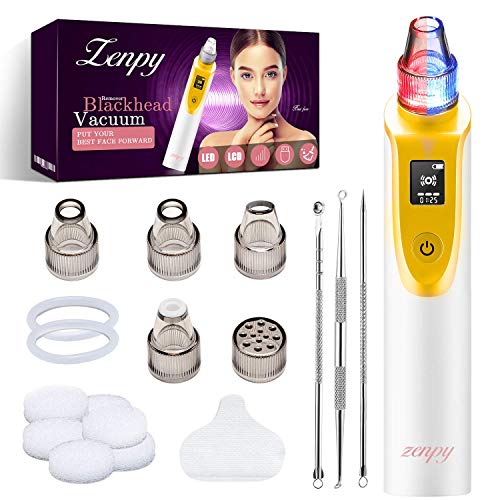 Zenpy Blackhead Remover Vacuum Suction Pore Cleaner Vacuum LCD Display 4 Replaceable Suction Heads Electric Suction Facial Comedone Acne Extractor Tool