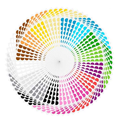 Round Dot Stickers, 3/4" Diameter Color Coding Labels, 4480 Pieces Stickers, 16 Colors