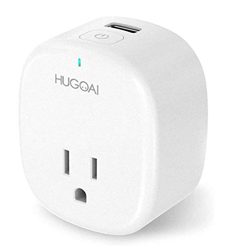 WiFi Smart Plug, HUGOAI Smart Mini Outlet, Compatible with Amazon Alexa and Google Home IFTTT, Timing Function, Remote Control your Devices from Anywhere, USB 2.0 Port, UL Listed