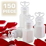 150 Pack Mini White Double Heart Bubble Bottle (pre-Filled) - Party Favor for Wedding, Anniversary, Engagement, Bridal, Celebration, Valentine’s Day, Family Reunion, and Gift for Couple Boy Girl