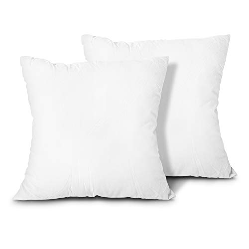 EDOW Throw Pillow Inserts, Set of 2 Lightweight Down Alternative Polyester Pillow, Couch Cushion, Sham Stuffer, Machine Washable. (White, 26x26)
