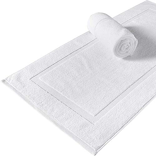 Book Cover White Spindle Luxury Bath Mat Floor Towel Set - Absorbent Cotton Hotel Spa Shower/Bathtub Mats [Not a Bathroom Rug], Reversible, Large 22
