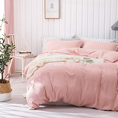 Dreaming Wapiti Duvet Cover King, Brushed Microfiber 3pcs Bedding Duvet Cover Set, Soft and Breathable with Zipper Closure & Corner Ties (Blush Pink,King)
