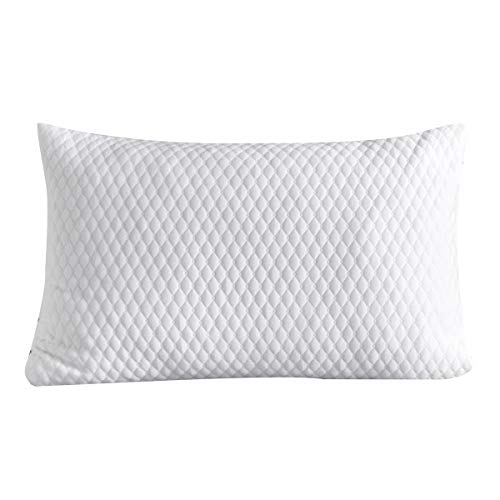 Book Cover NTCOCO Pillow, Shredded Memory Foam Bed Pillows for Sleeping, with Washable Removable Bamboo Cooling Hypoallergenic Sleep Pillow for Back and Side Sleeper (White, Queen (1-Pack))